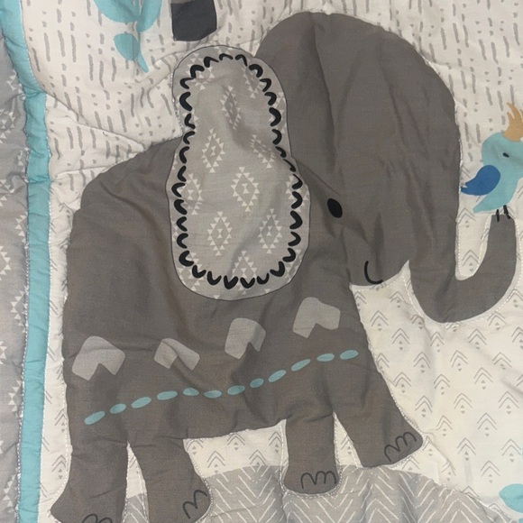 Adorable Safari Animal Baby Quilt in Gray and Blue - Picture 5 of 7